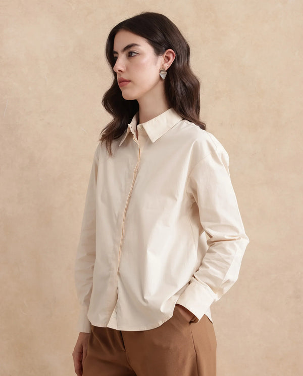 Rareism Women Uiko Beige Plain Shirt