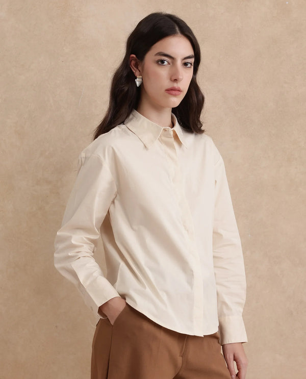 Rareism Women Uiko Beige Plain Shirt