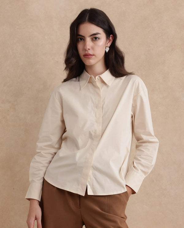 Rareism Women Uiko Beige Plain Shirt