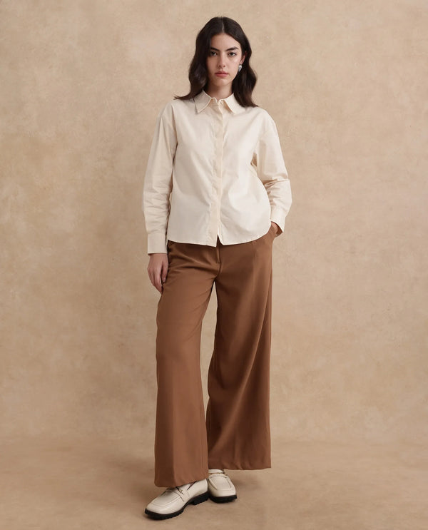 Rareism Women Uiko Beige Plain Shirt