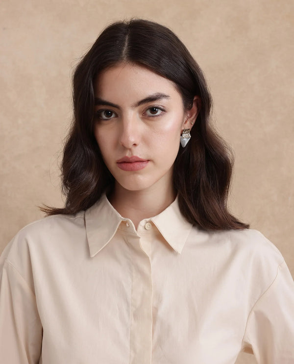 Rareism Women Uiko Beige Plain Shirt