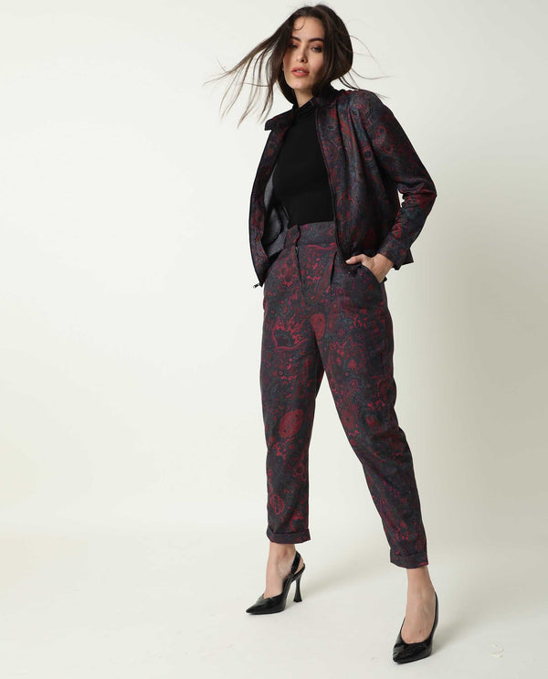 Rareism Women Croma Pink Trousers Cotton Fabric Printed