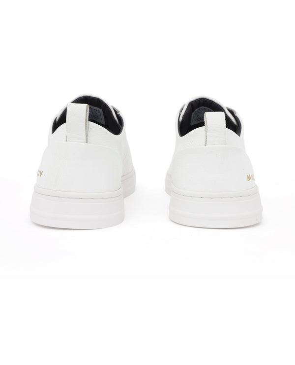 Rare Rabbit Mens Sauron Pro White Premium Milled Leather Lace Up Low Top Round Toe Sneaker Shoes