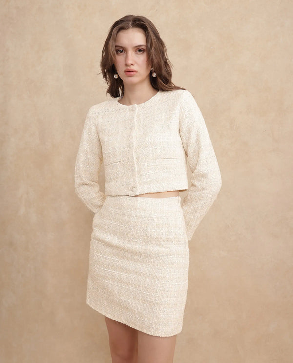 Rareism Women Vadzai-B Beige Polyester Blend Fabric Fitted Plain Skirt