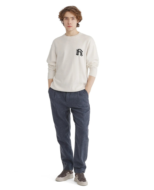 Rare Rabbit Men's Varo Off White Full Sleeve Collarless Regular Fit Plain Sweater