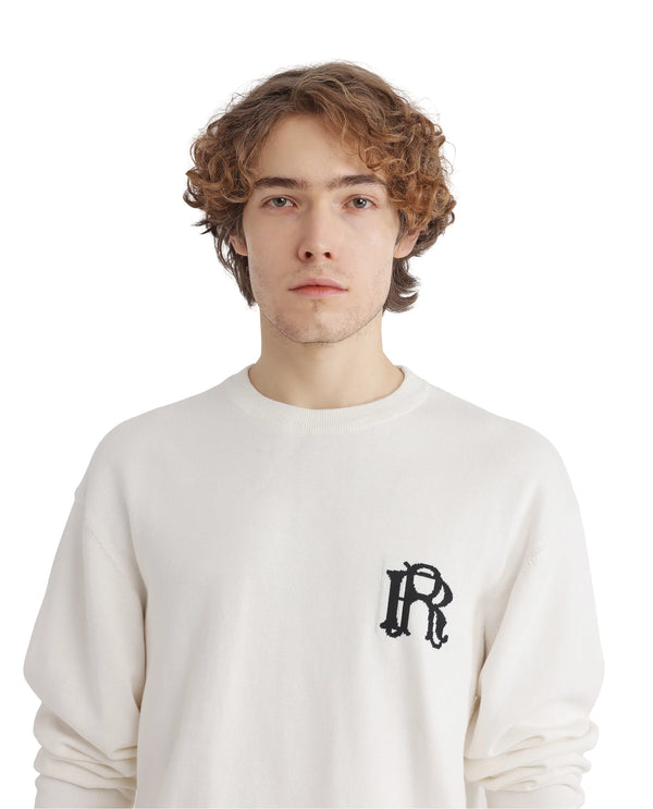 Rare Rabbit Men's Varo Off White Full Sleeve Collarless Regular Fit Plain Sweater