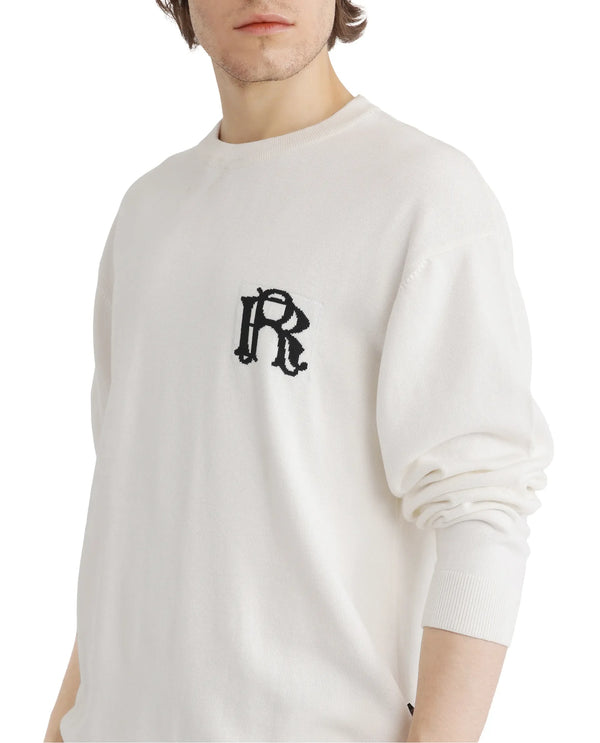 Rare Rabbit Men's Varo Off White Full Sleeve Collarless Regular Fit Plain Sweater