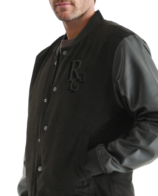 Rare Rabbit Men Varos Black Polyester Fabric Full Sleeve Crew Neck Regular Fit Embroidered Logo Sweater