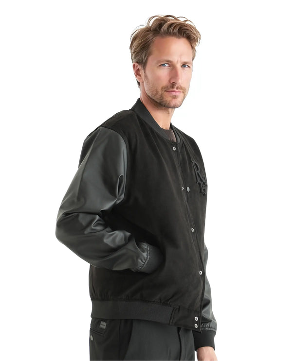 Rare Rabbit Men Varos Black Polyester Fabric Full Sleeve Crew Neck Regular Fit Embroidered Logo Sweater