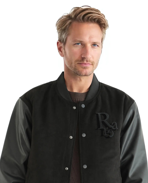 Rare Rabbit Men Varos Black Polyester Fabric Full Sleeve Crew Neck Regular Fit Embroidered Logo Sweater