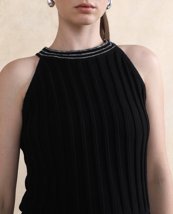 Rareism Women Veron Black Relaxed Fit Plain Dress
