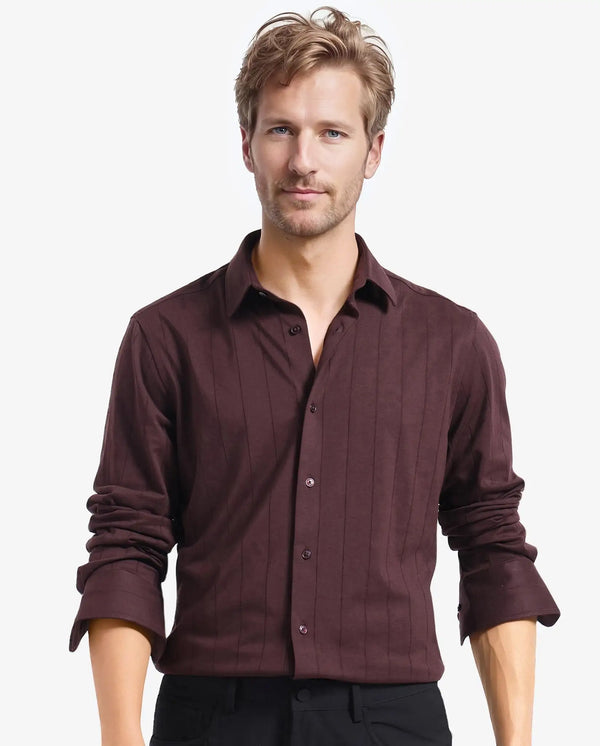 Rare Rabbit Men Vert-1 Dark Brown Full Sleeve Regular Fit Shirt