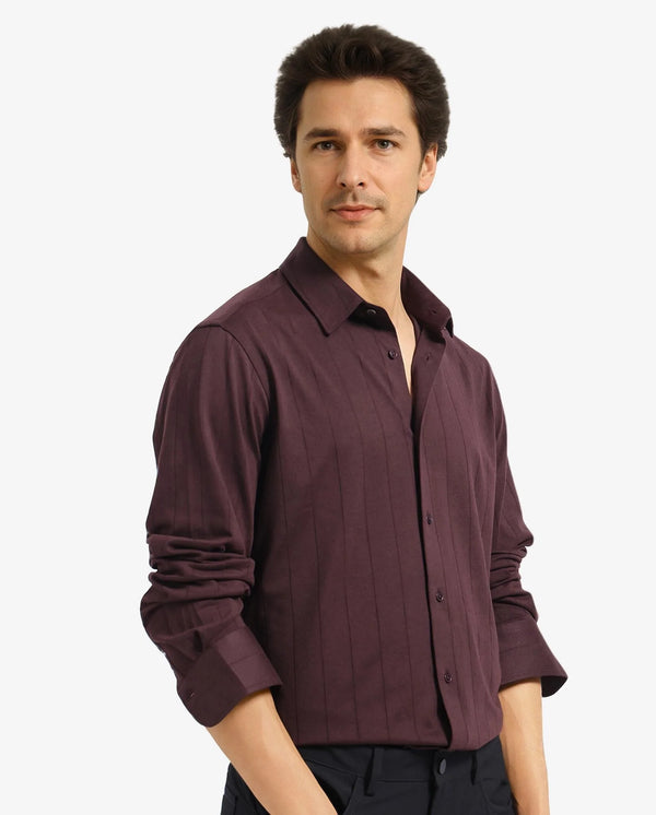 Rare Rabbit Men Vert-1 Dark Brown Full Sleeve Regular Fit Shirt