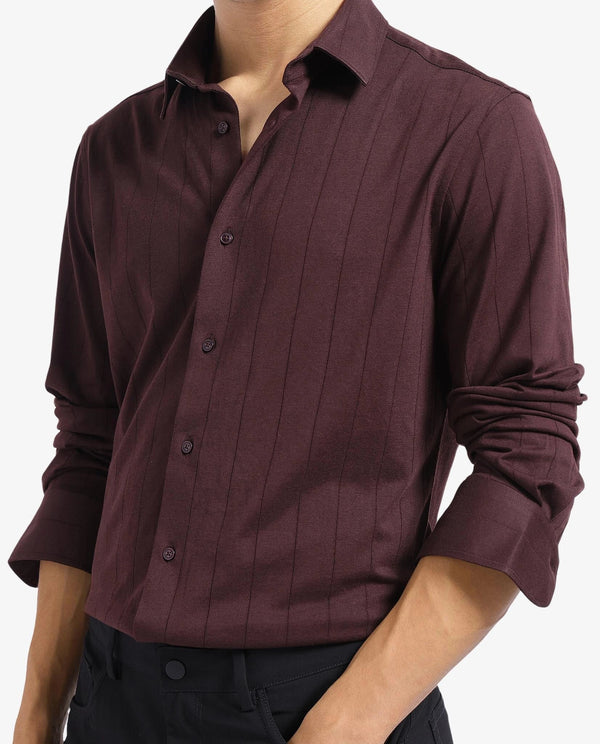 Rare Rabbit Men Vert-1 Dark Brown Full Sleeve Regular Fit Shirt