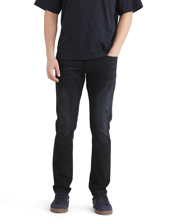 Rare Rabbit Men Victo Navy Cotton Polyester Fabric Mid Rise Slim Fit Dark Wash Plain Denim Trousers
