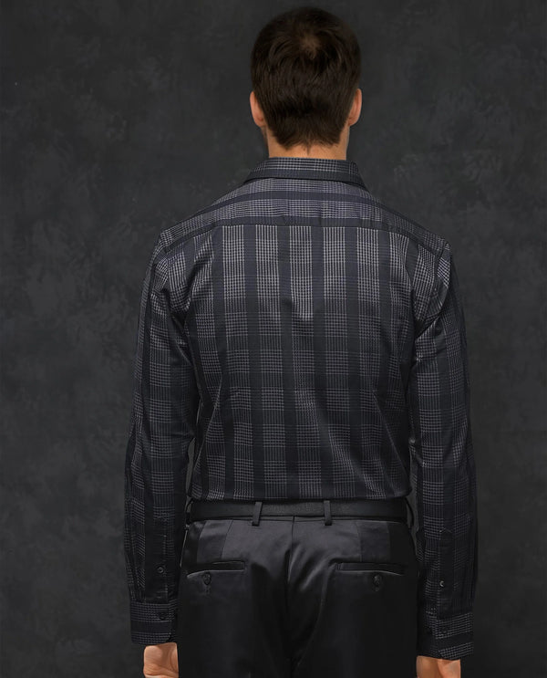 Rare Rabbit Men's Villum Black Regular Collar Regular Fit Check Shirt