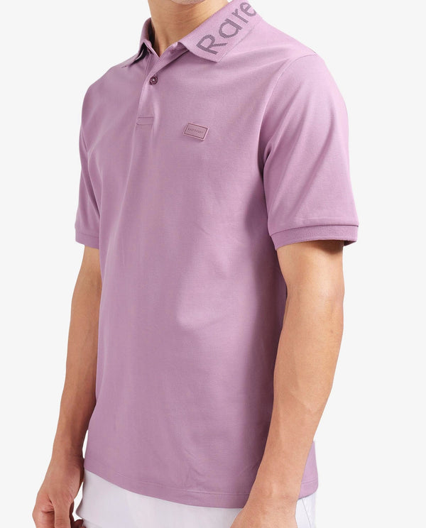 Rare Rabbit Men Vinc Dusky Pink Cotton Fabric Short Sleeve Silicon Badge Button Closure Plain Polo