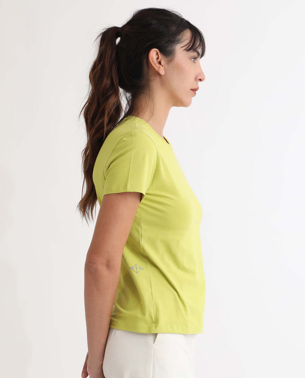 Rareism Women Vivian Flouroscent Green  Regular Fit Half Sleeves Solid Crew Neck T-Shirt