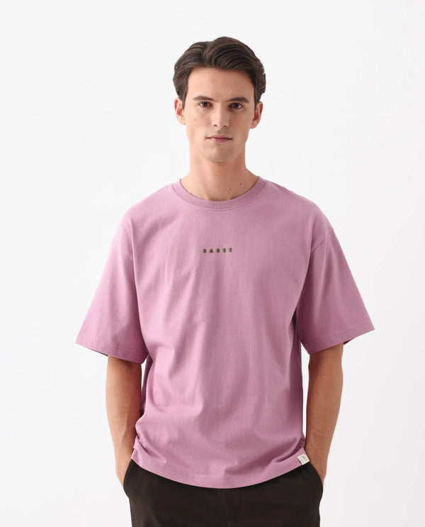 Rare Rabbit Men Voiz Pink Cotton Fabric Short Sleeve Slip-On Oversized Fit Printed T-Shirt