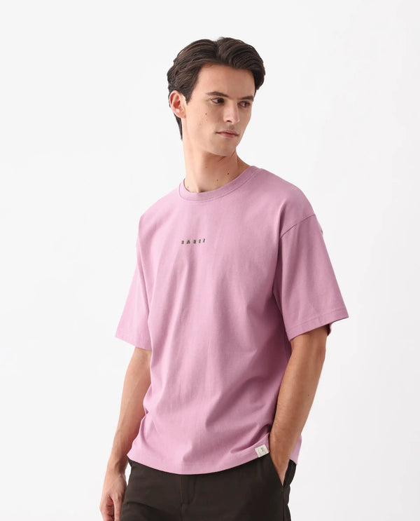 Rare Rabbit Men Voiz Pink Cotton Fabric Short Sleeve Slip-On Oversized Fit Printed T-Shirt