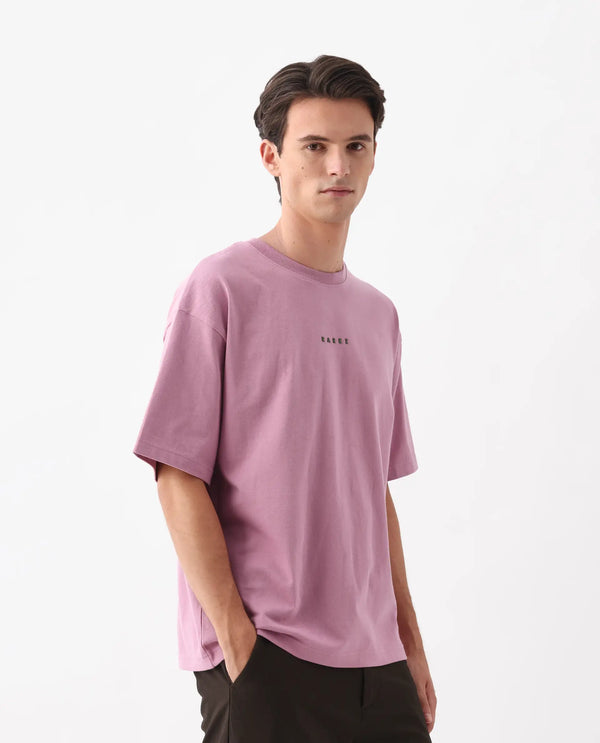 Rare Rabbit Men Voiz Pink Cotton Fabric Short Sleeve Slip-On Oversized Fit Printed T-Shirt