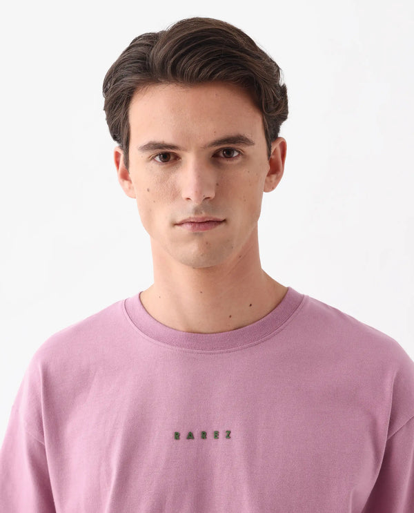 Rare Rabbit Men Voiz Pink Cotton Fabric Short Sleeve Slip-On Oversized Fit Printed T-Shirt
