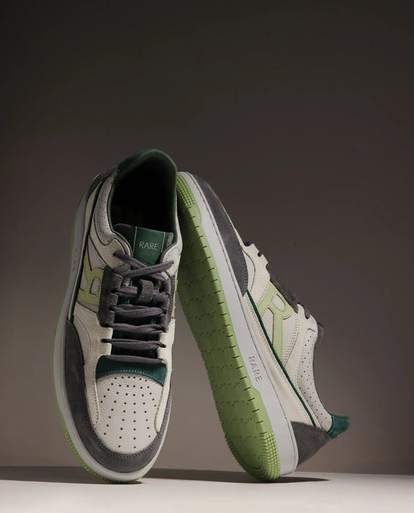 Rare Rabbit Men's Volga Light Green Genuine Leather Fabric Multitoned Low-top Lace Up Sneaker Shoes