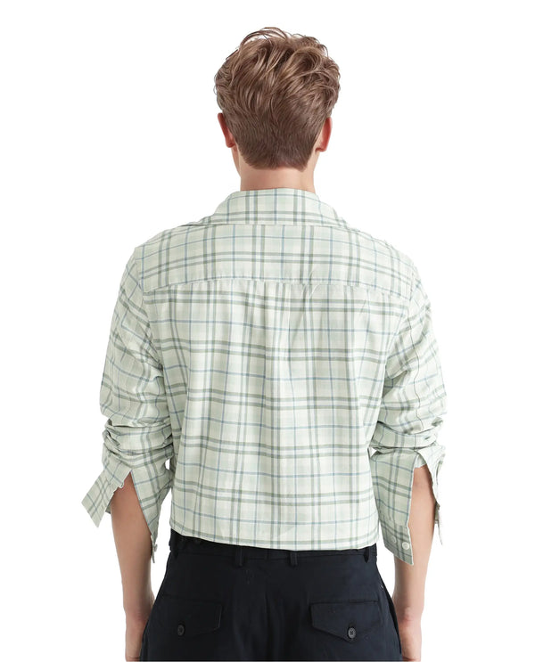 Rare Rabbit Men's Volgos Pastel Green Cotton Fabric Full Sleeve Regular Fit Check Printed ShirtClosure Printed Shirt