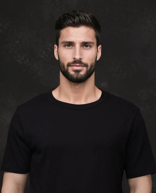 Rare Rabbit Men Volt Black Cotton Fabric Short Sleeve Crew Neck Regular Fit Plain T-Shirt