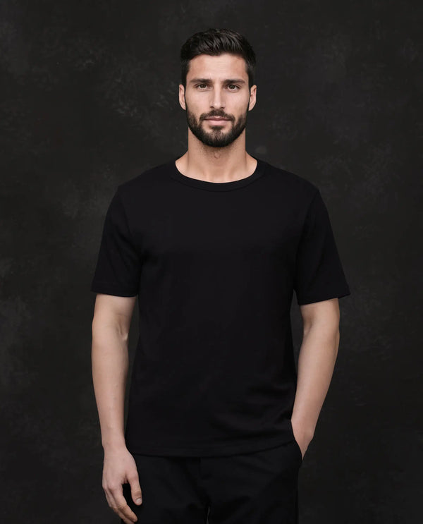 Rare Rabbit Men Volt Black Cotton Fabric Short Sleeve Crew Neck Regular Fit Plain T-Shirt