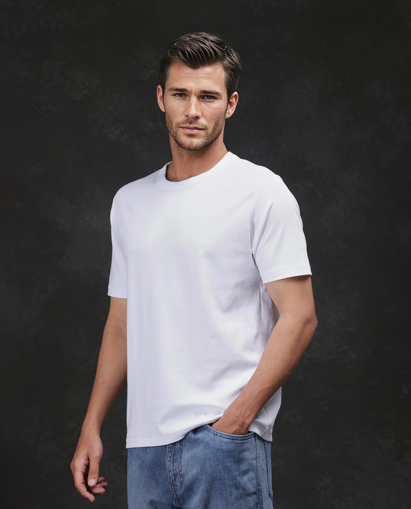 Rare Rabbit Men Volt White Cotton Fabric Short Sleeve Crew Neck Regular Fit Plain T-Shirt