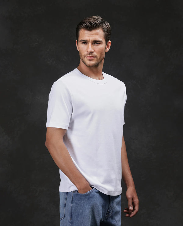 Rare Rabbit Men Volt White Cotton Fabric Short Sleeve Crew Neck Regular Fit Plain T-Shirt