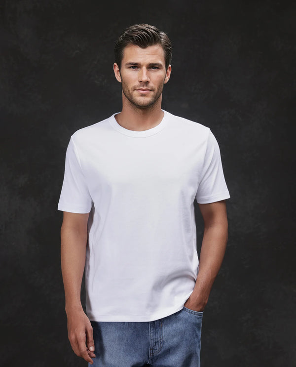 Rare Rabbit Men Volt White Cotton Fabric Short Sleeve Crew Neck Regular Fit Plain T-Shirt