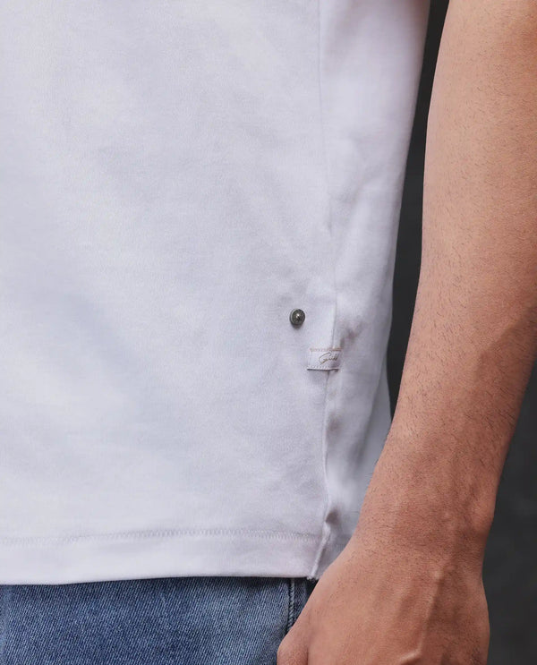 Rare Rabbit Men Volt White Cotton Fabric Short Sleeve Crew Neck Regular Fit Plain T-Shirt