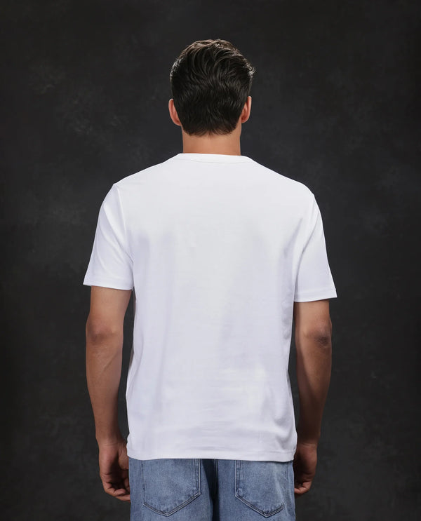 Rare Rabbit Men Volt White Cotton Fabric Short Sleeve Crew Neck Regular Fit Plain T-Shirt