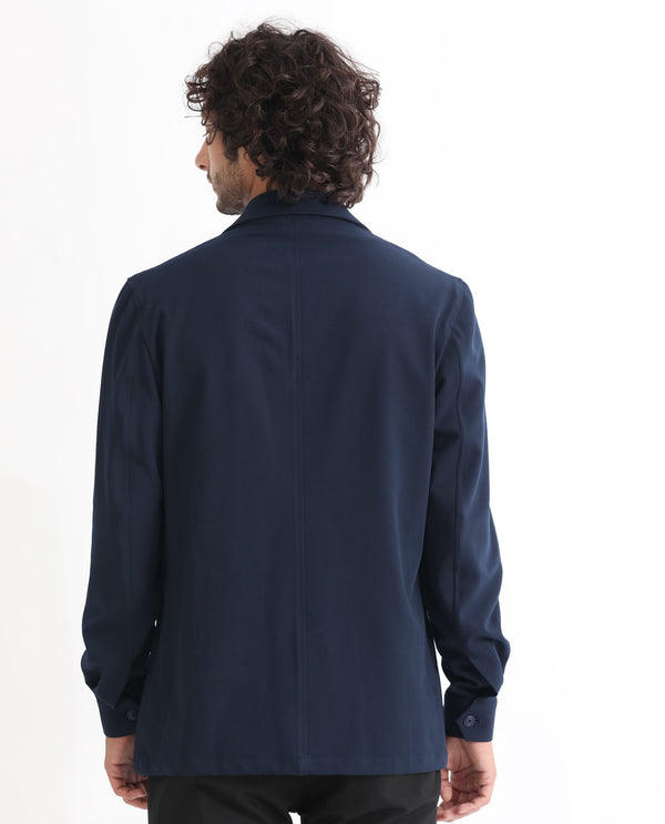Rare Rabbit Men's Voyage Dark Navy Front Pocket Blazer Style Jacket
