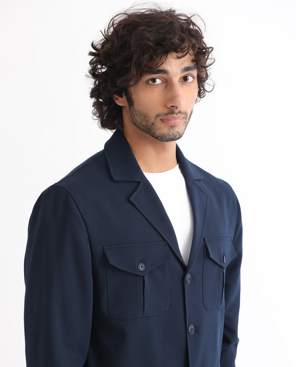 Rare Rabbit Men's Voyage Dark Navy Front Pocket Blazer Style Jacket