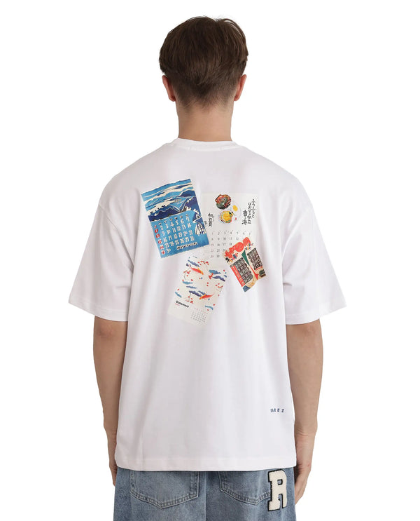 Rare Rabbit Men Voy White Cotton Fabric Short Sleeve Crew Neck Slip-On Oversized Fit Graphic Print T-Shirt