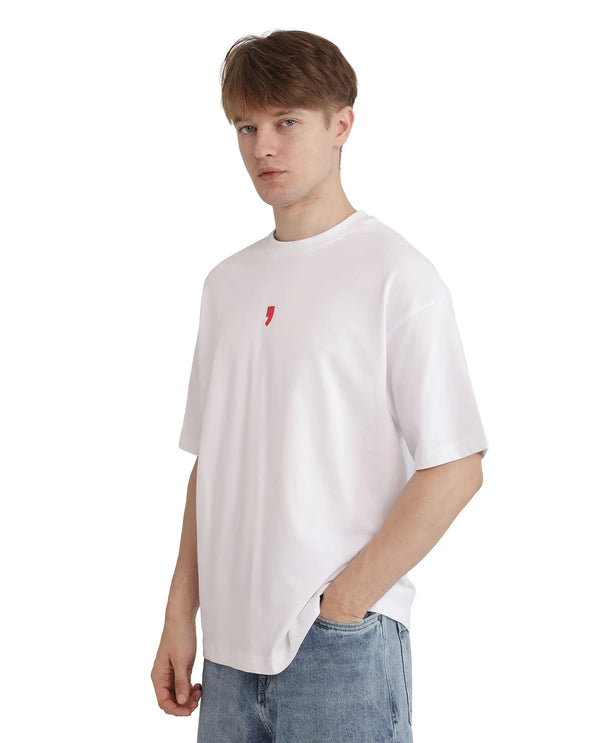 Rare Rabbit Men Voy White Cotton Fabric Short Sleeve Crew Neck Slip-On Oversized Fit Graphic Print T-Shirt