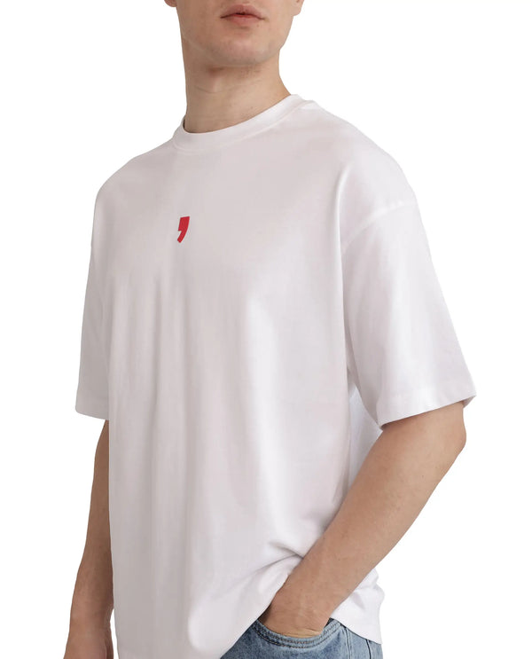 Rare Rabbit Men Voy White Cotton Fabric Short Sleeve Crew Neck Slip-On Oversized Fit Graphic Print T-Shirt