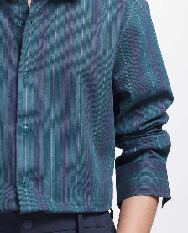 Rare Rabbit Men's Warsaw Dark Green Cotton Fabric Full Sleeve Collared Neck Checks Shirt