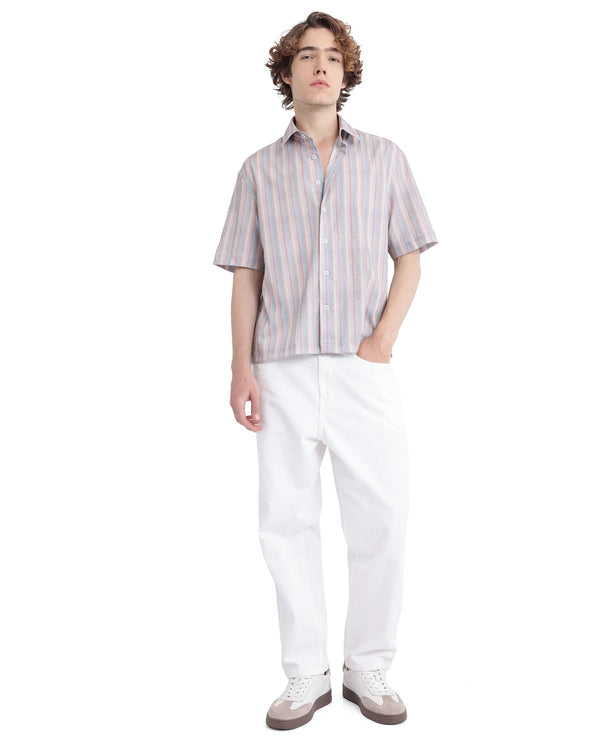 Rare Rabbit Men's Wexder Beige Cotton Fabric Short Sleeve Collared Neck Button Closure Multicolor Printed Shirt