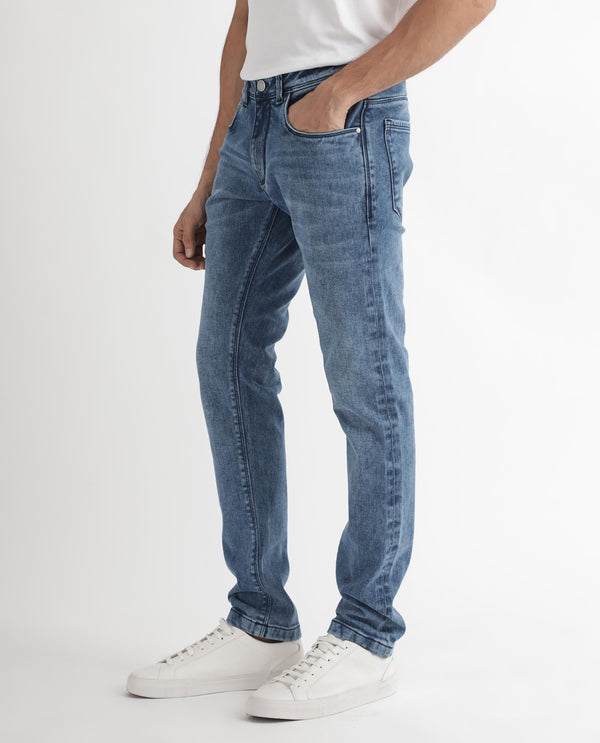 Rare Rabbit Men's Widz Light Blue Mid Wash Mid-Rise Slim Fit Jeans