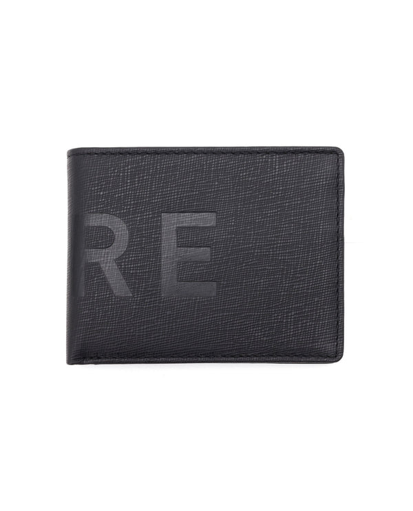 Rare Rabbit Men's Camp Black Bi Fold Slim RFID Embossed Wallet