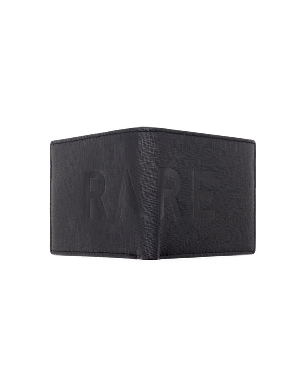 Rare Rabbit Men's Camp Black Bi Fold Slim RFID Embossed Wallet