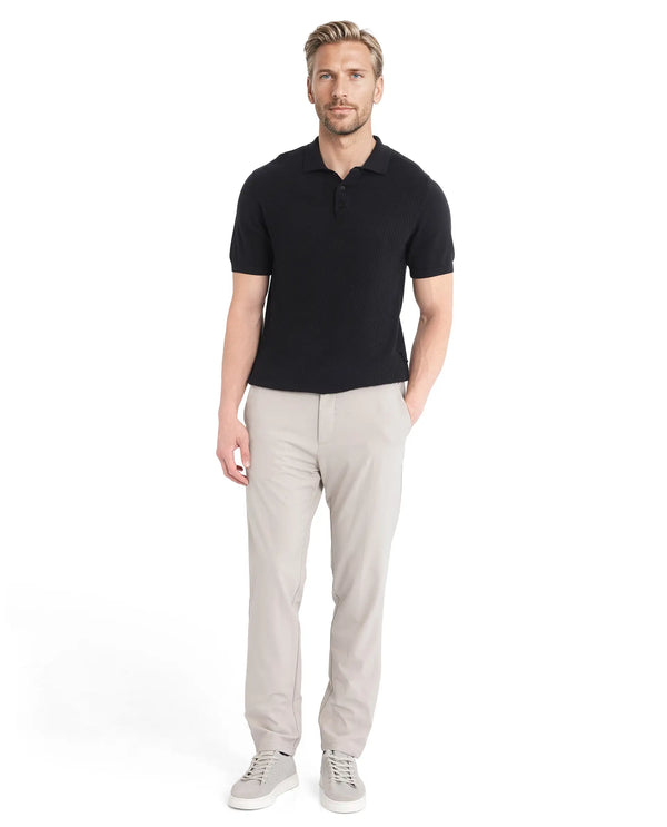 Rare Rabbit Men Xas Black Cotton Fabric Short Sleeve Regular Collared Cable Knit Plain Polo T-Shirt