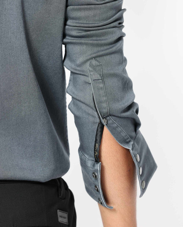 Rare Rabbit Men's Xenon Grey Cotton Polyester Fabric Full Sleeves Solid Shirt