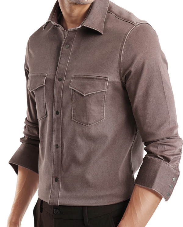 Rare Rabbit Men Xenor Brown Full Sleeve Collared Neck Button Closure Plain Shirt