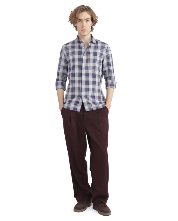 Rare Rabbit Men's Yanda Grey Cotton Fabric Full Sleeve Regular Fit Graphic Back Print Checks Shirt