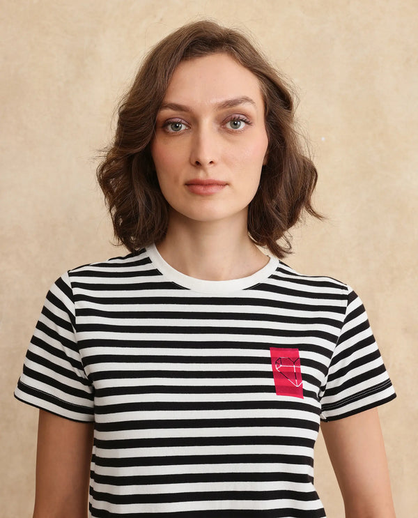 Rareism Women Yaro Black Cotton Lycra Fabric Short Sleeve Crew Neck Plain T-Shirt